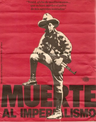 Sandinista poster from the 1980s using Sandino's image and words. Compare the gun in his hands to the photo above from which it is cropped.
